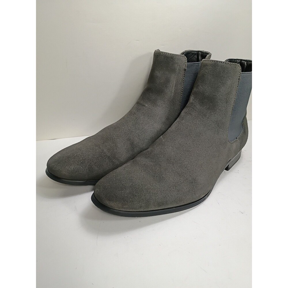 Express Men’s US 10 Gray Suede Chelsea Ankle Boots Slip-On Round Toe Solid